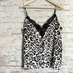 Socialite leopard lace cami blouse
